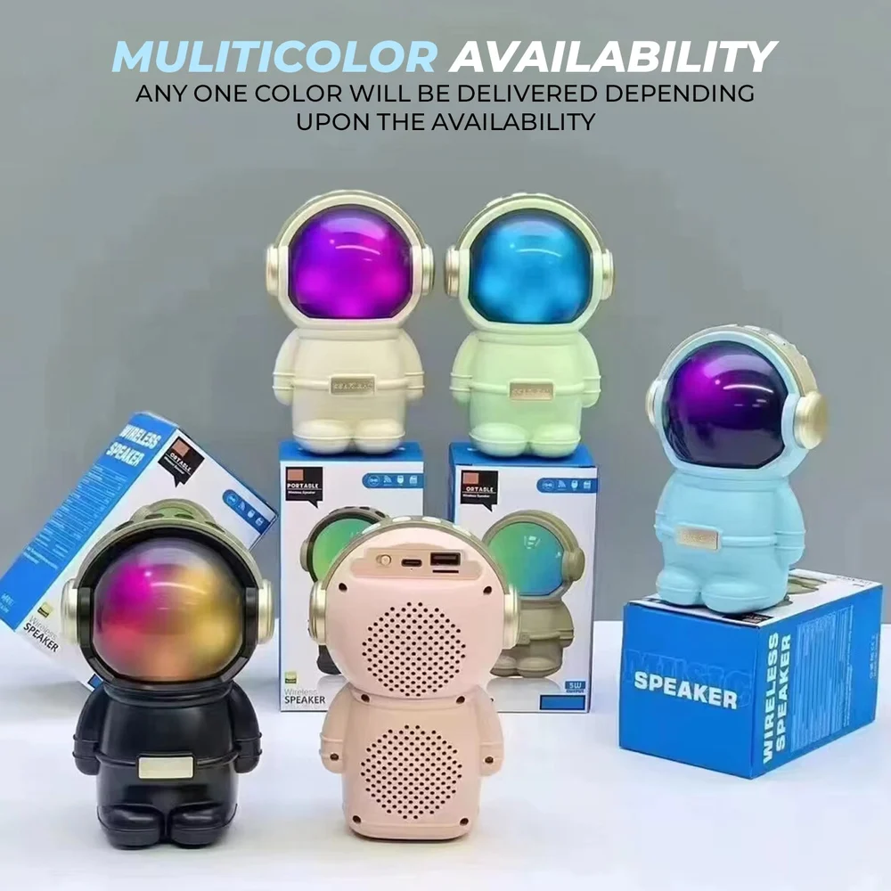 Wrader X808 Wireless Stereo Woofer Bass Cute Gift Astronaut Loud Portable Creative Active Bass Rgb Light Bluetooth Speaker